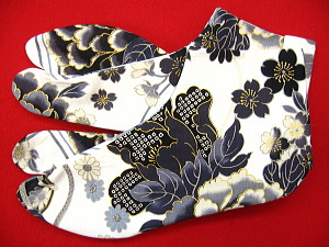 義若オリジナル柄足袋 金彩牡丹と桜